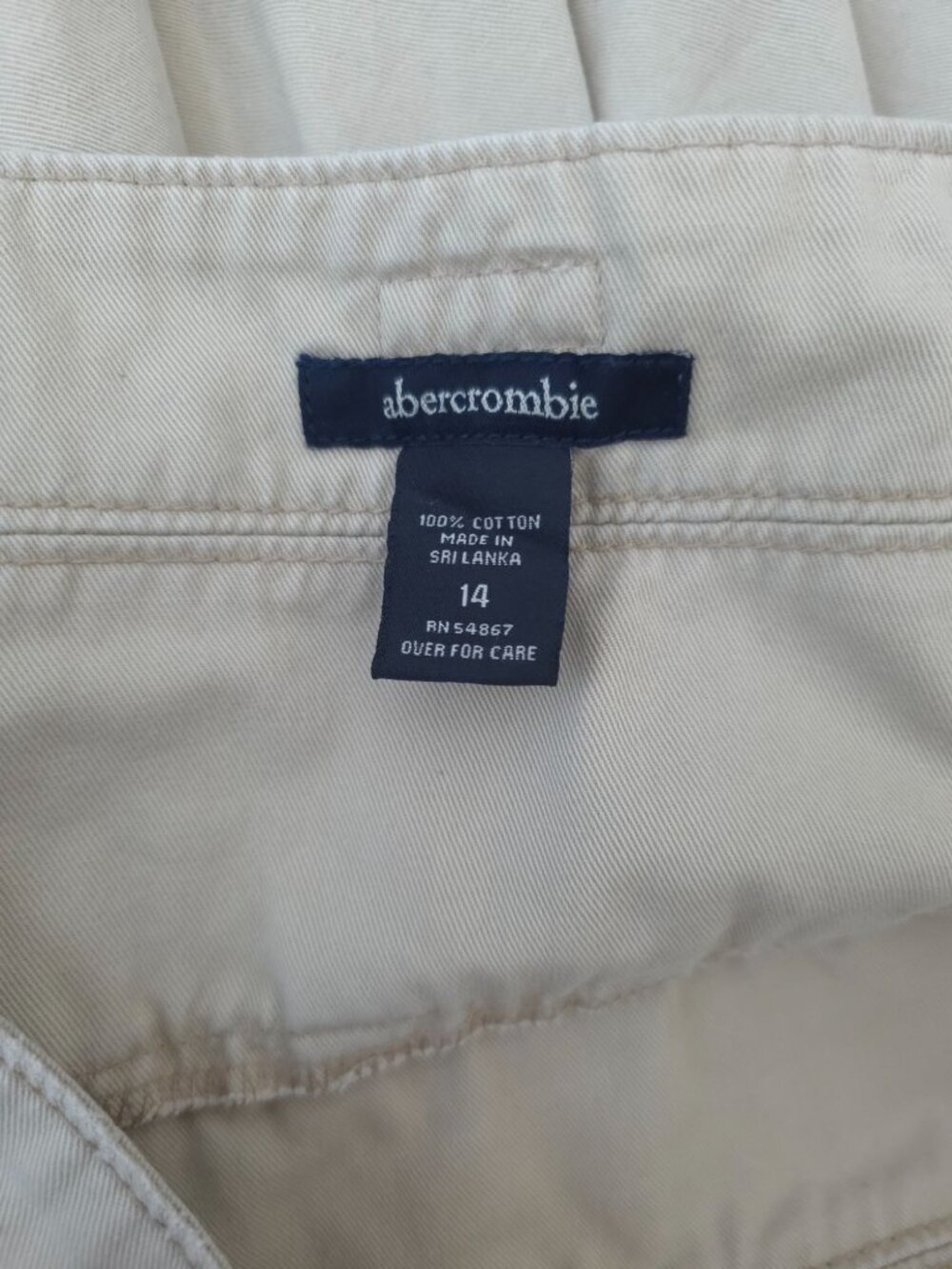 Y2K Abercrombie & Fitch Khaki 100% Cotton Pleated Mini Skirt Juniors Sz 14 - Picture 5 of 6